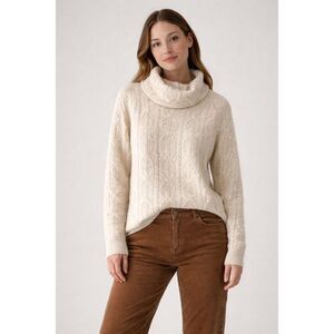 Jeanne Pierre Cable Knit Turtleneck Sweater Angora Lambswool S